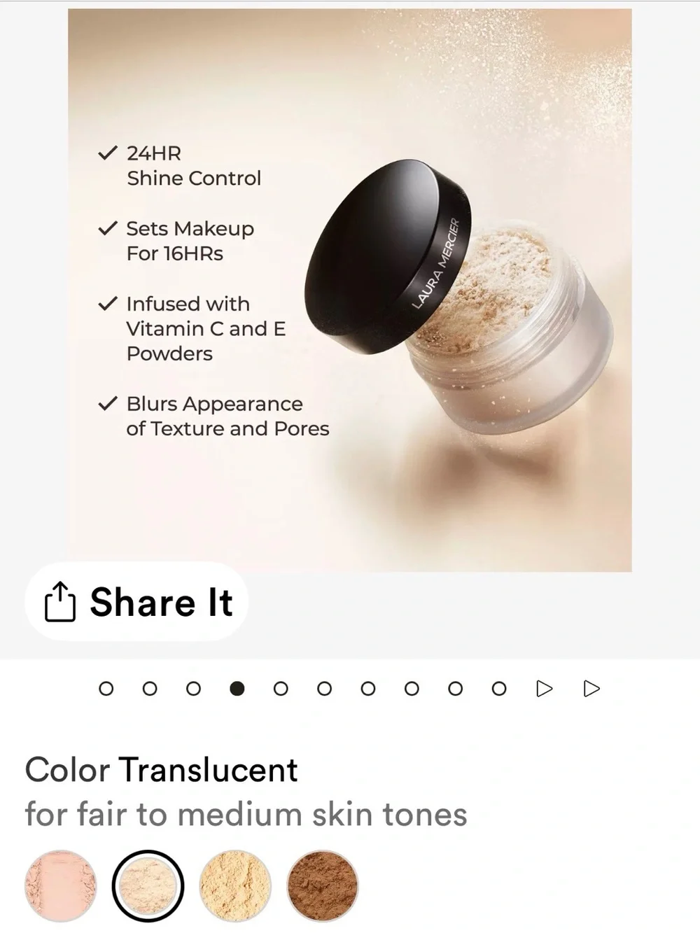 laura mercier Translucent Loose Setting Powder - Black Packaging